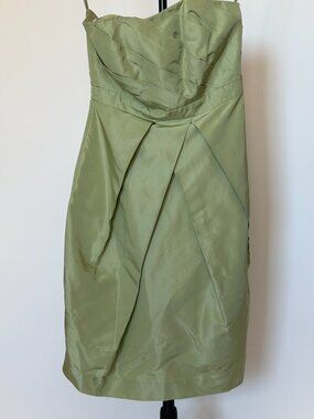 Strapless Sage Green Draped Cocktail Dress